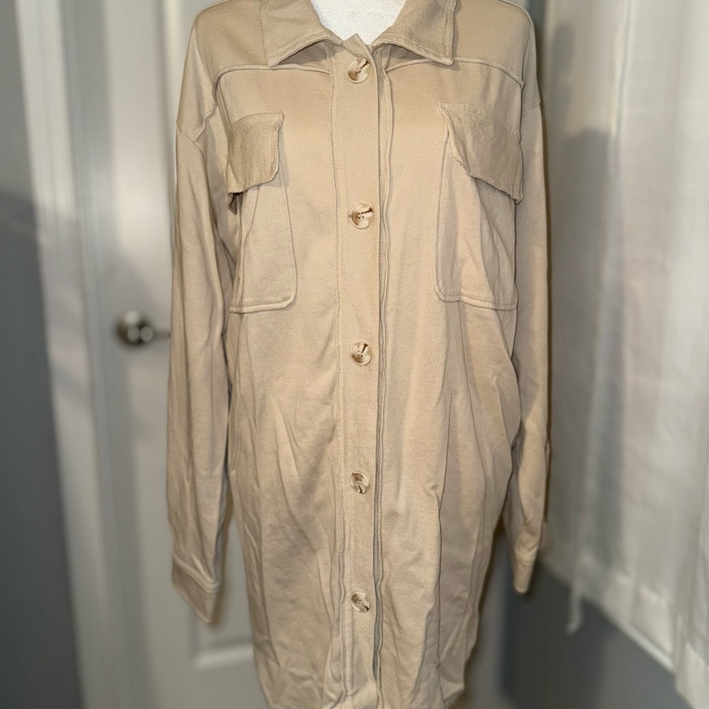 Maurices Beige Button Down Shacket, XL